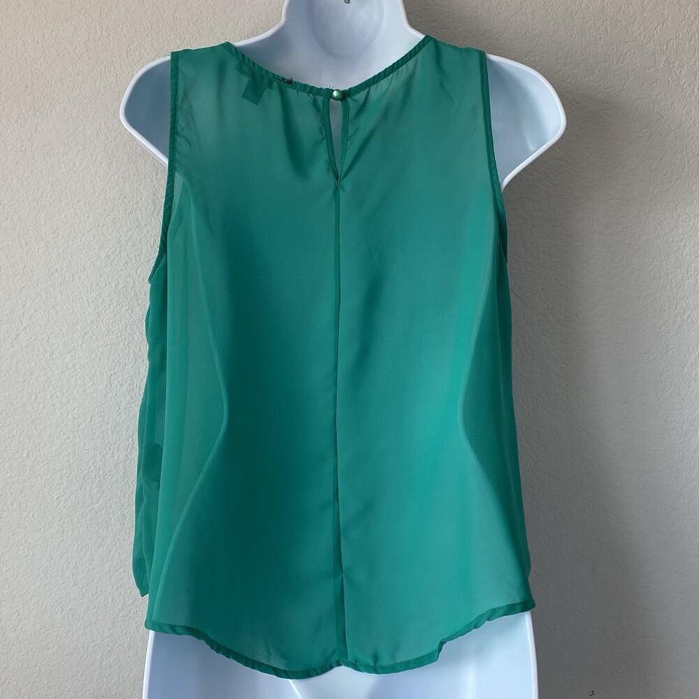 IKY Love Me Kelly Green Sheer Tank Front Crochet Med Festive Lightweight Boho - Picture 2 of 12